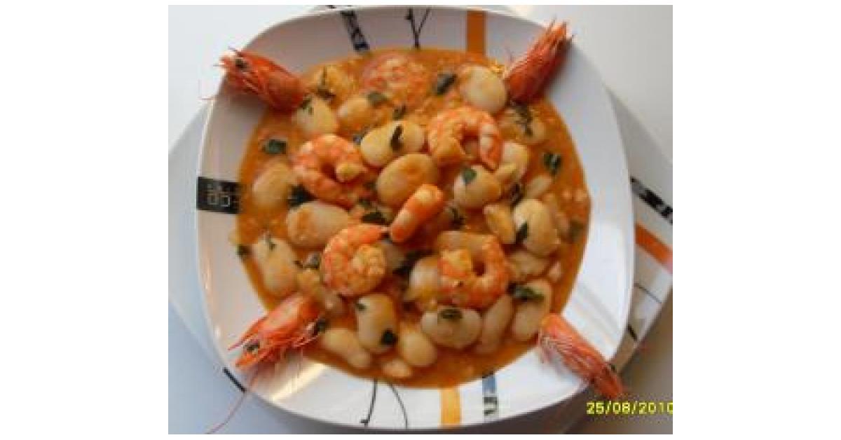 ALUBIAS CON LANGOSTINOS AL AJILLO por ana sevilla. La receta de